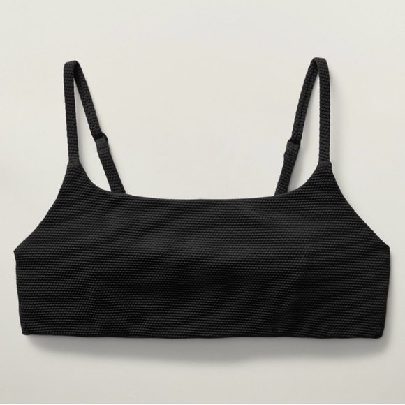 Athleta Scoop Pique Bikini Top Black Small NWT - Picture 3 of 7